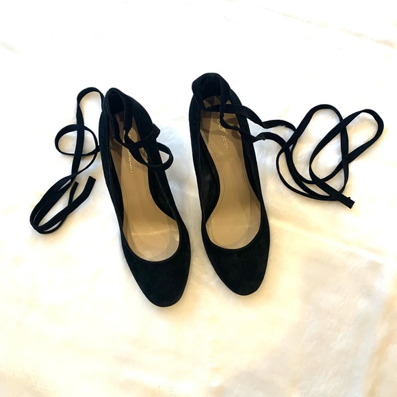 Strappy black suede BCBGeneration heels. - Picture 1 of 5